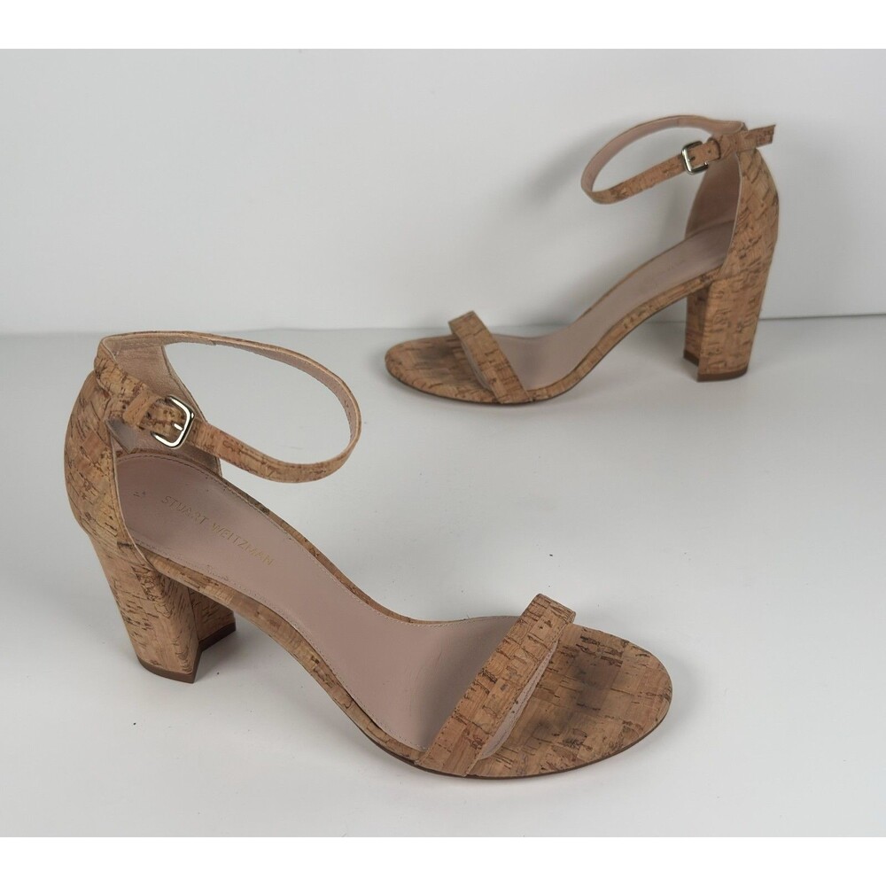 Stuart Weitzman Nearlynude Cork City Natural Sandals SZ 7 $398